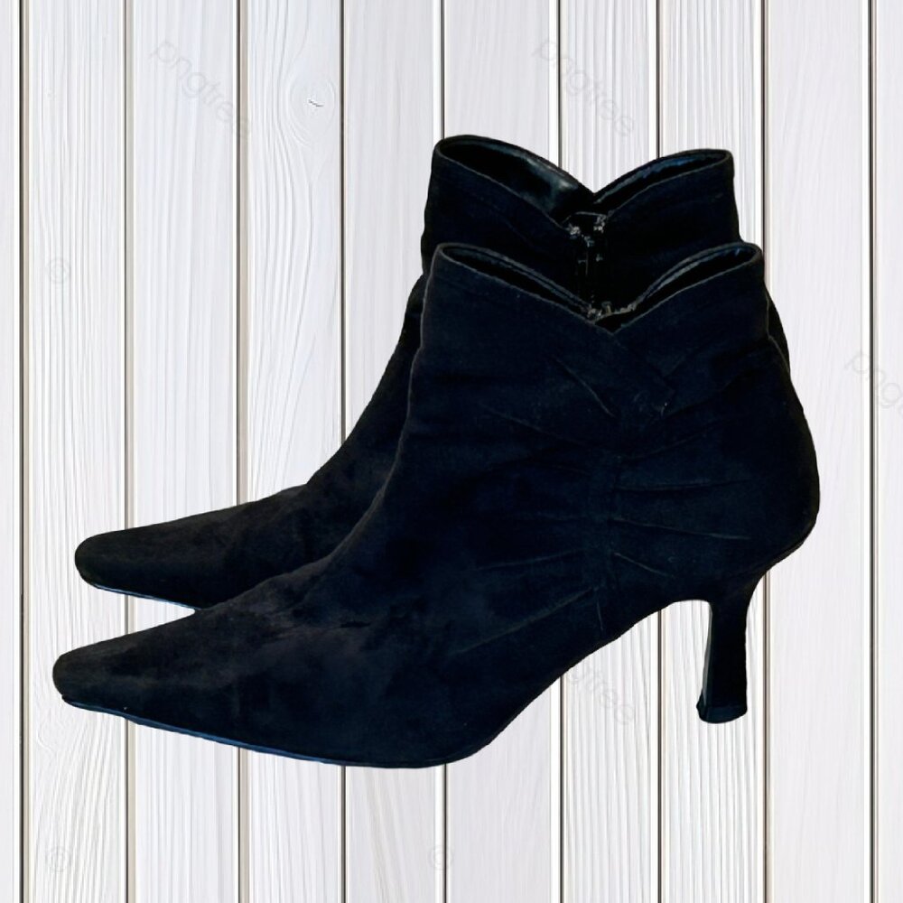 RINALDI Black Faux Suede Ankle Boots (Size 6)